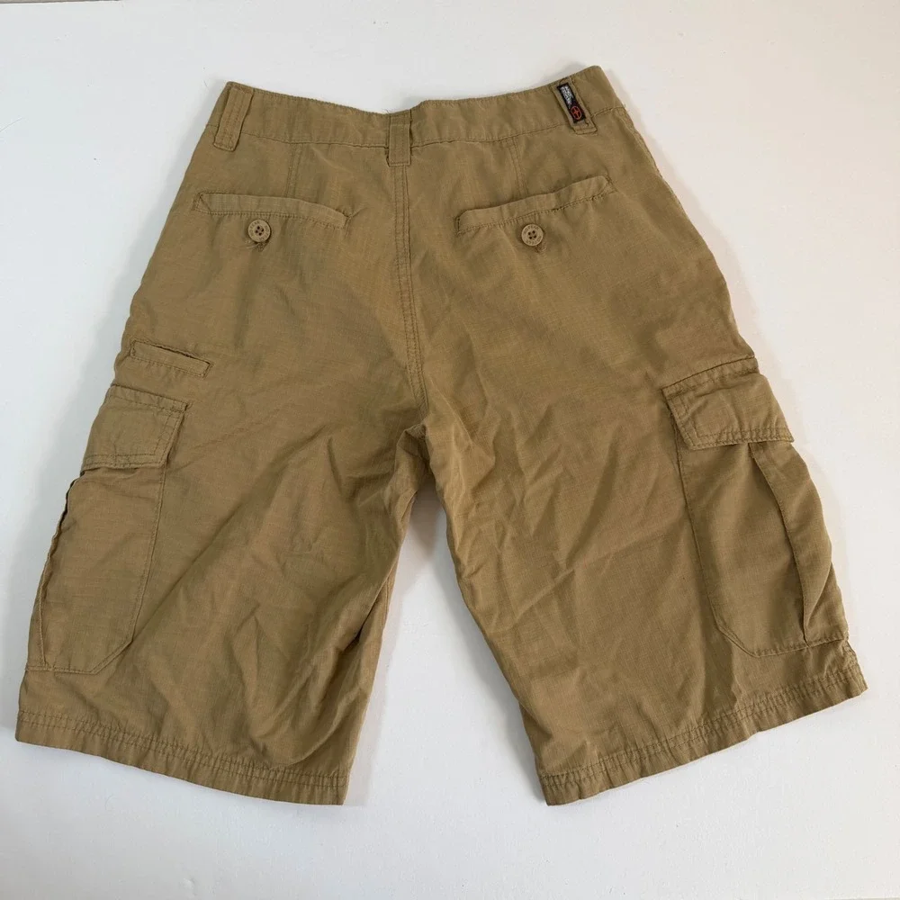 No Fear Cargo Shorts 28 Khaki‎ Tan Y2K Skate Utility Ripstop Tactical Streetwear